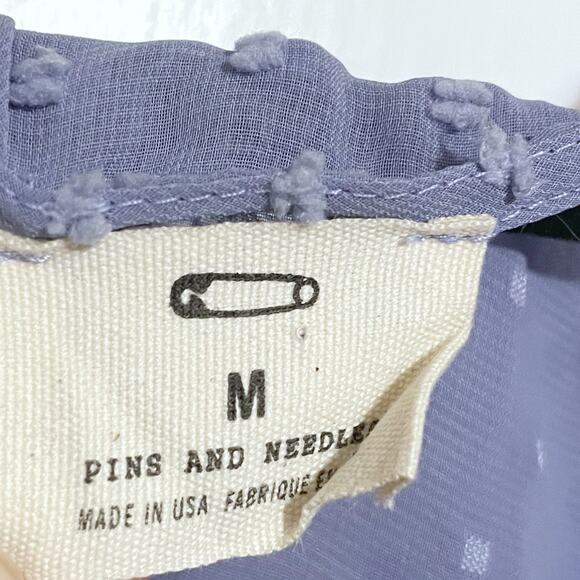 Pins & Needles Swiss Dot Patterned Open Back Blouse Women’s Medium Purple - Picture 2 of 4